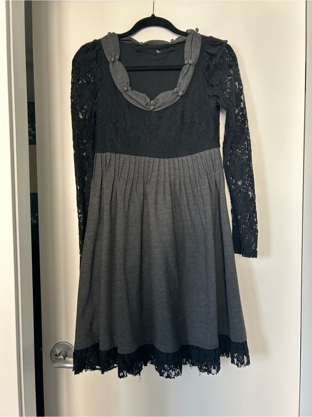 Modcloth Ryu Women's Black and Gray Lace Knit Dress - Sz S